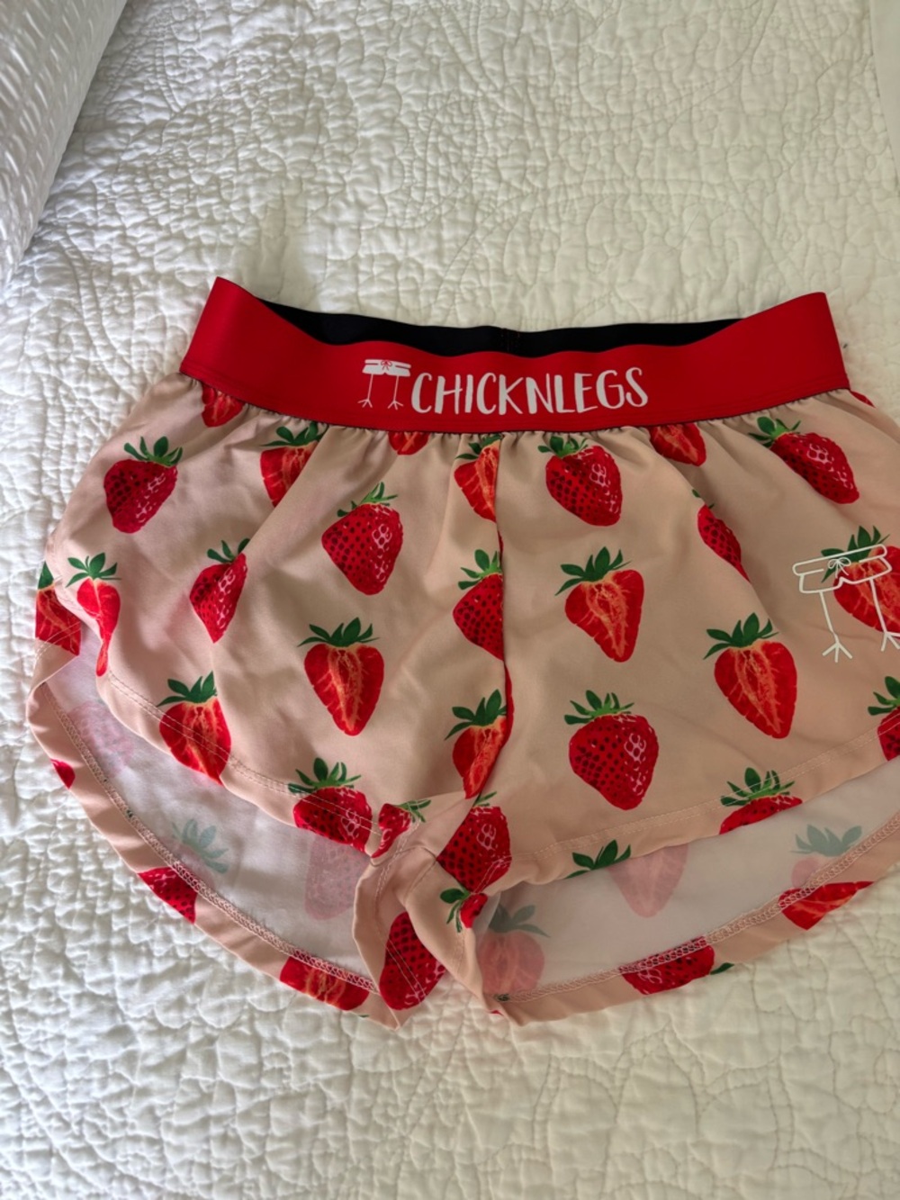 ChicknLegs Women's Strawberry Athletic Shorts - Pink and Red